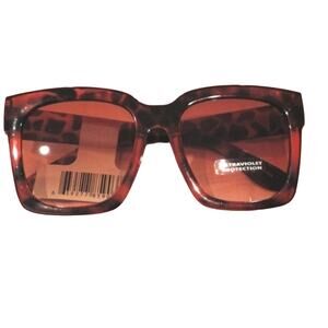 SQUARE Tortoiseshell Sunglasses OVERSIZED Brown Glam UV Protect Travel Beach